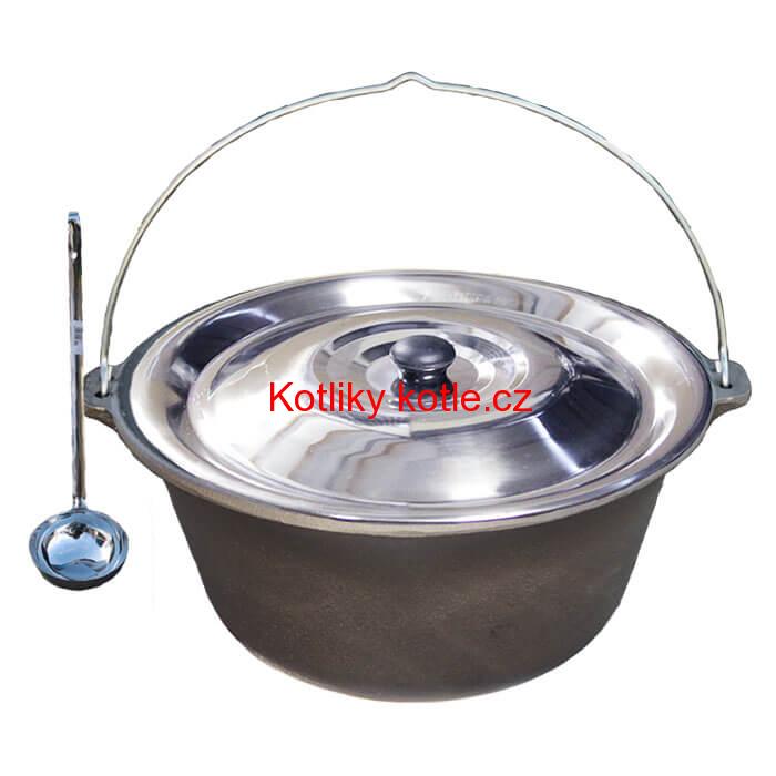 Litinový kotlík 16 L + nerezová poklice