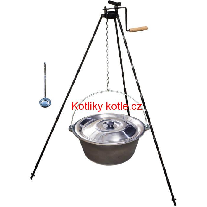 Litinový kotlík 10,8 L + stojan s kladkou VAR