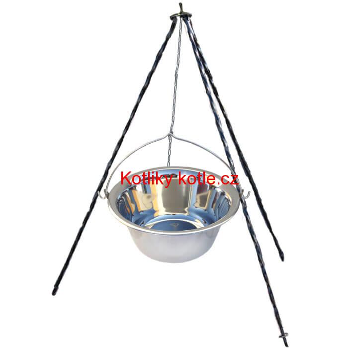 Nerezový kotlík (INOX 0,8 mm) 6 L + trojnožka 1 m
