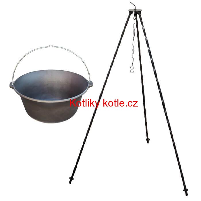 Litinový kotlík 10,8 L + trojnožka 1,2 m