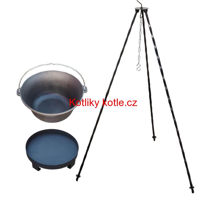 Litinový kotlík 16 L + trojnožka 1,2 m + ohniště 36 cm
