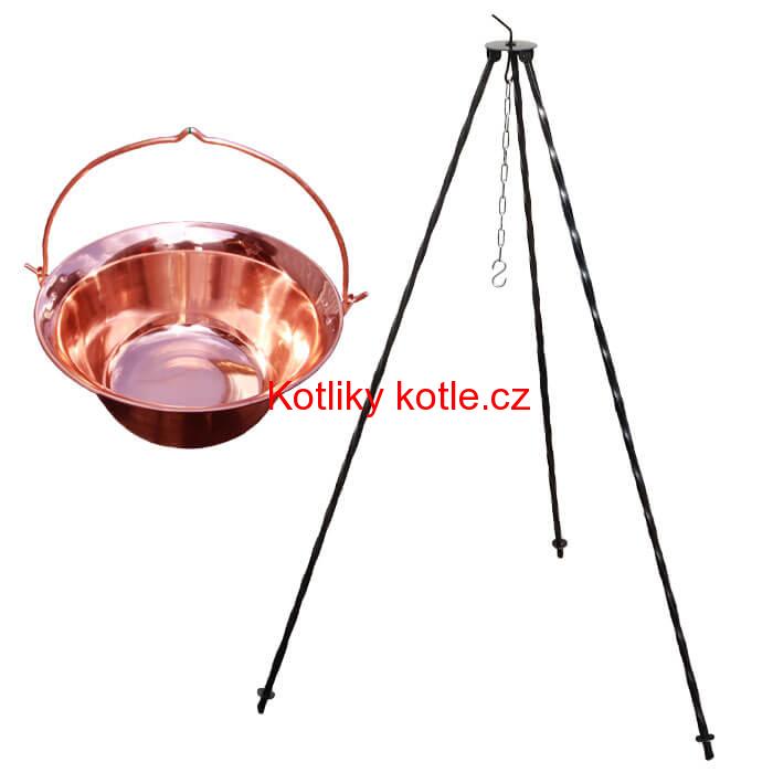 Měděný kotlík 20 L (1,2 mm) + trojnožka 1,2 m