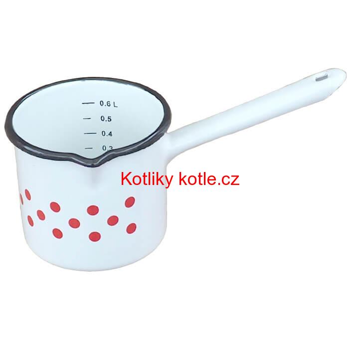 Smaltovaný hrnek s rukojetí 0,6 L - tečkovaný