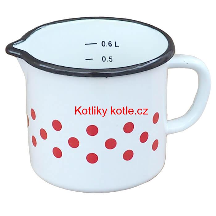 Smaltovaný hrnek s ouškem 0,6 L - tečkovanou