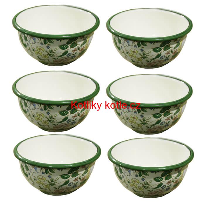 Souprava smaltovaných misek 15 cm 6 ks DECOR