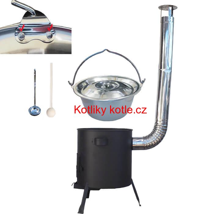 Nerezový kotlík 20 L (0,8 mm) zesílený s nýty + žáruvzdorná kotlina (1 mm) 42 PLUS 600