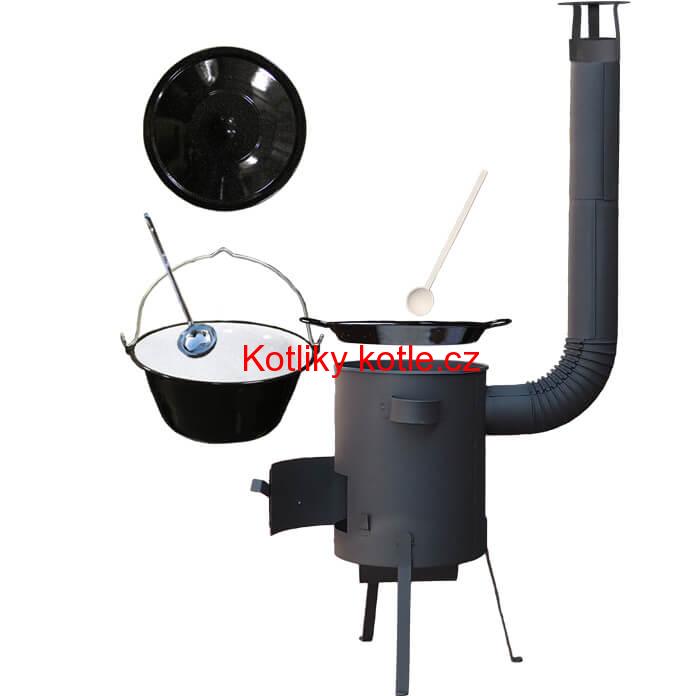 Smaltovaný kotlík 13 L + Paella pánev 38 cm + žáruvzdorná kotlina 36 PLUS 600 4 MM