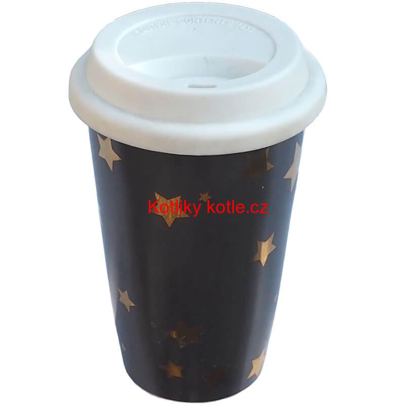 Keramický hrnek s víčkem - hnědý VÁNOCE