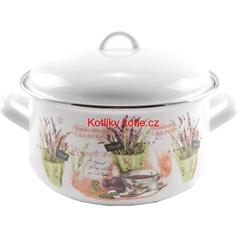 Smaltovaný kastrol s poklicí 4,8 L levandule