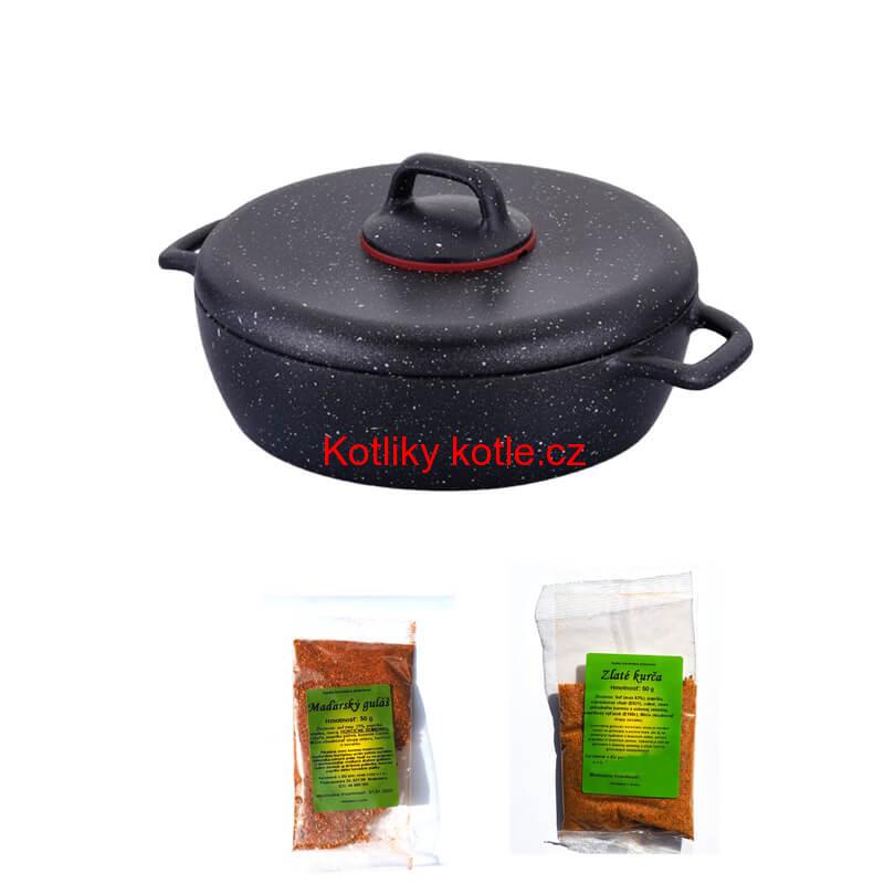 Sada hrnců s poklicí + pánev + pepř Classic Plus Volkanit