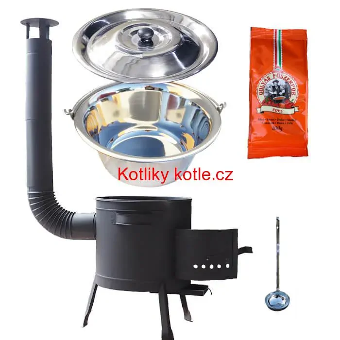 Nerezový kotlík 22 L (0,8 mm) + nerezová poklice + nízká žáruvzdorná kotlina (0,8 mm) 42 PLUS 600