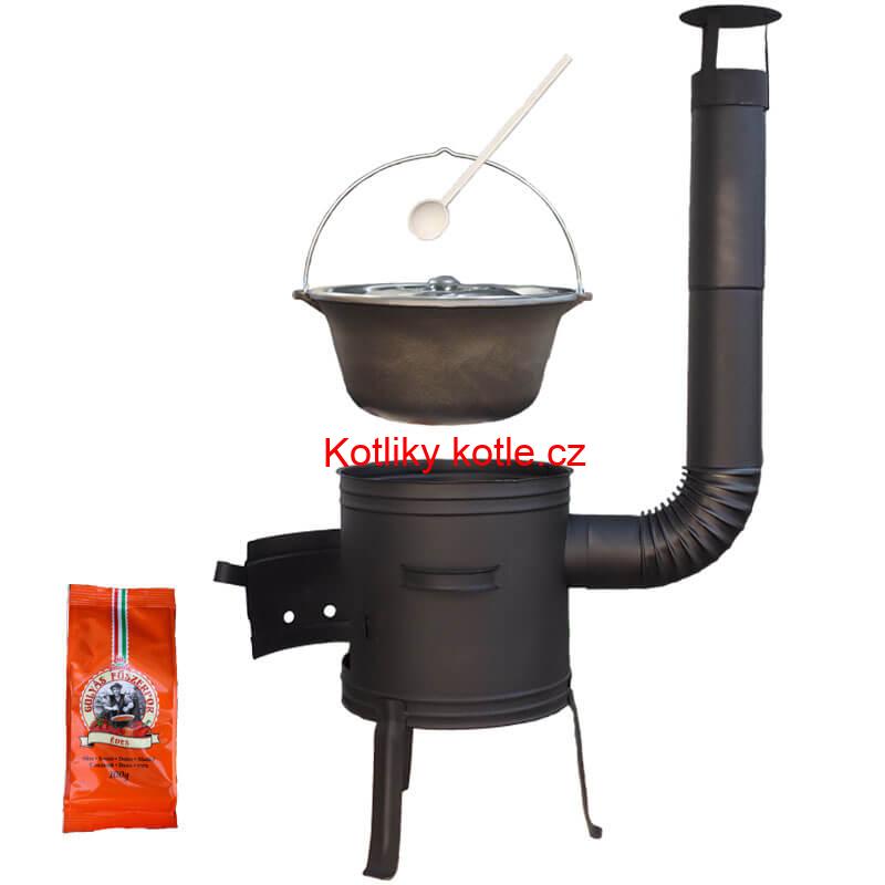 Litinový kotlík 10,8 L + kotlina 33 cm (1 mm) + žáruvzdorná barva Plus 700