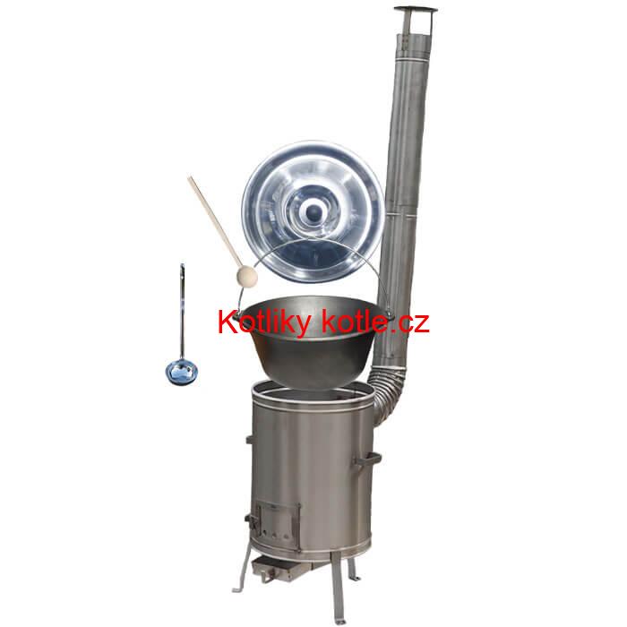 Litinový kotlík bez povrchové úpravy 10,8 L + Nerezová kotlina 33 LUX