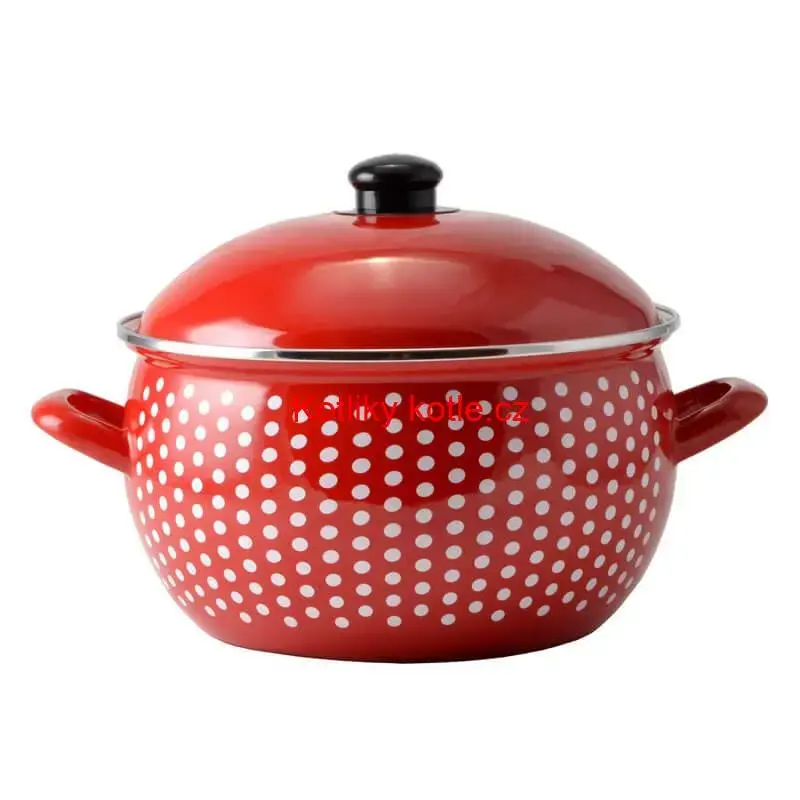 Smaltovaný hrnec 4,8 l červený 20 cm (tečkovaný)
