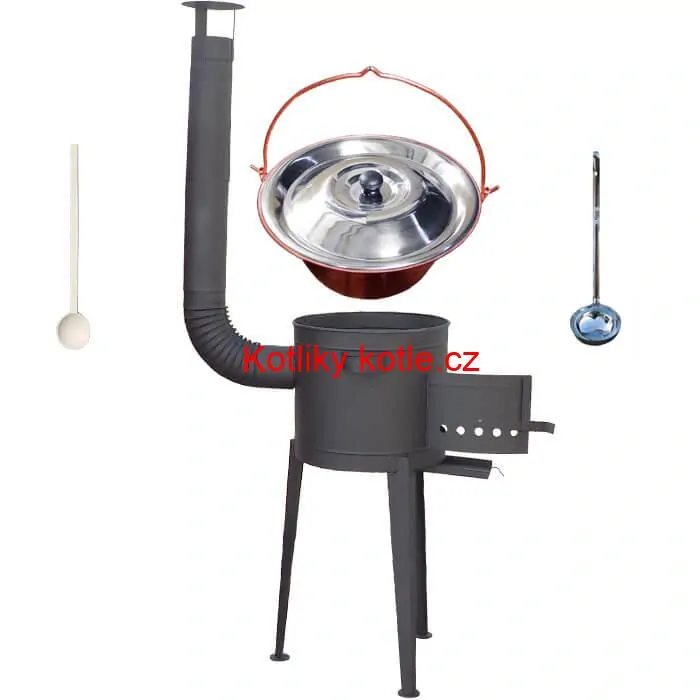 Měděný kotlík 20 L (1,2 mm) + vysoká žáruvzdorná kotlina (1,5 mm) HODO 42 cm PLUS 600 + vařečka + naběračka