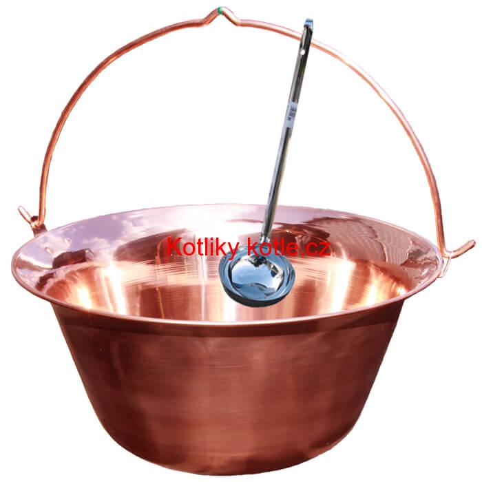 Měděný kotlík 10 L (1,2 mm) + nerezová naběračka
