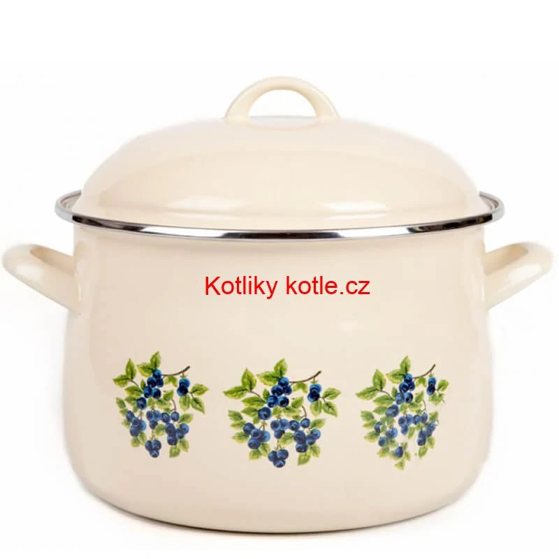 Smaltovaný hrnec s květinovým vzorem – Trnky 5,5 l + poklice