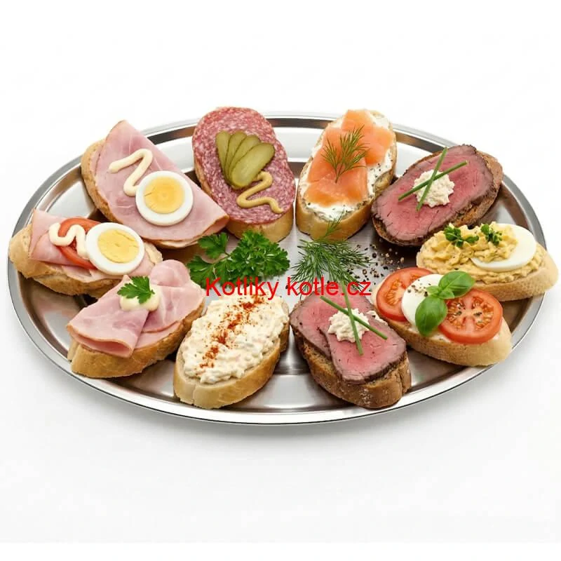 Nerezový oválný podnos (45,5cm) – Odolný servírovací tác na maso i koláče