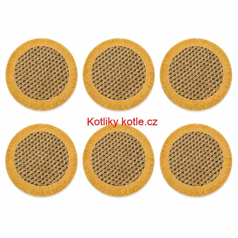 Přírodní podložky pod talíř se třásněmi 37 cm, 6 ks