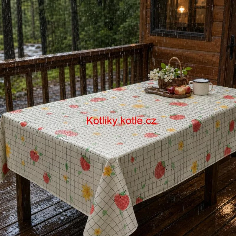 Omyvatelný ubrus Jablka a květiny 137 × 183 cm