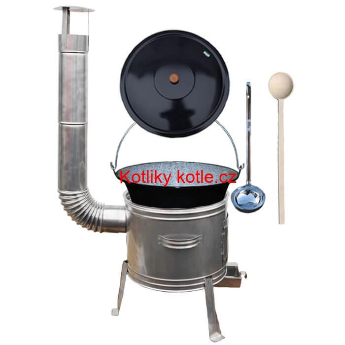 Smaltovaný kotlík 25 L + nerezová kotlina 42 cm TOPLUX
