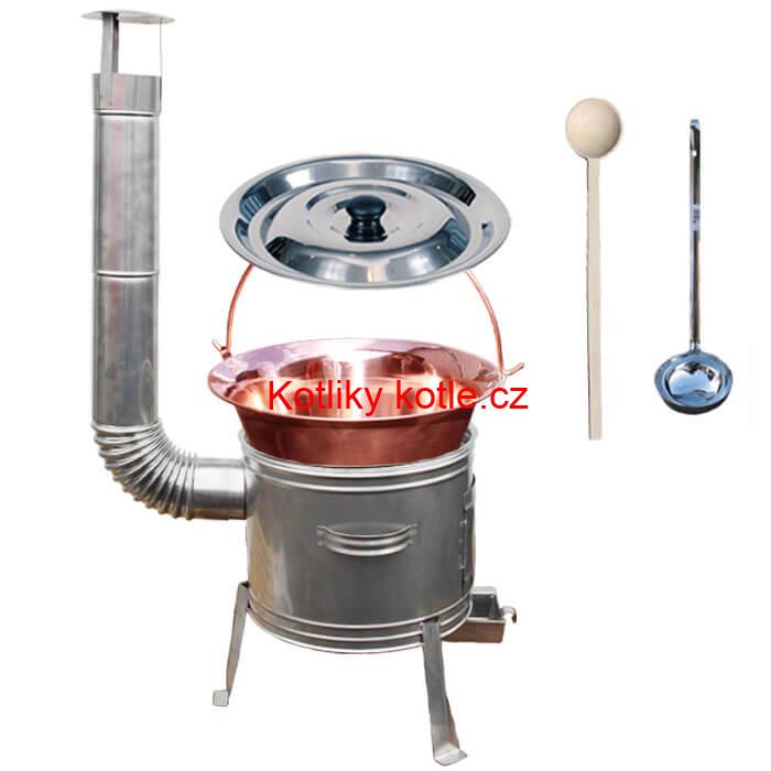Měděný kotlík 14 L + nerezová kotlina 36 cm TOPLUX