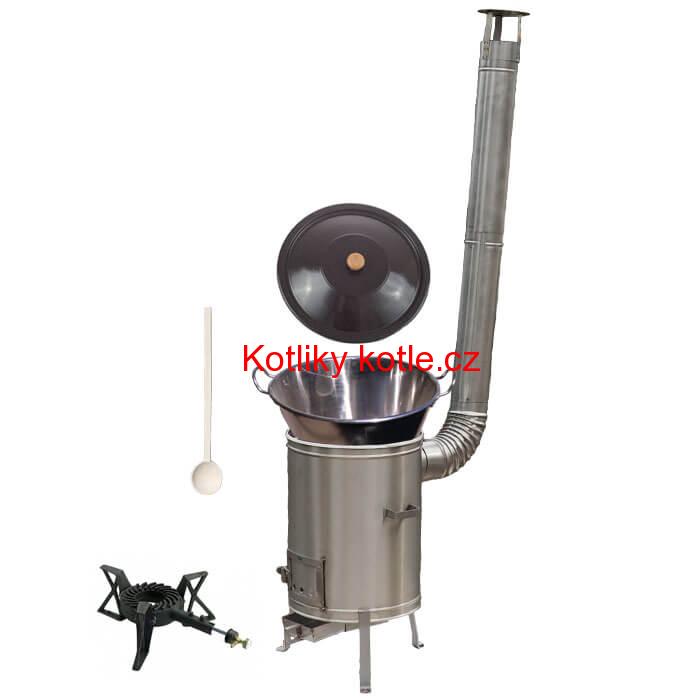 Zabijačkový nerezový kotel 70 L + nerezová kotlina 56 cm + hořák 7 kW