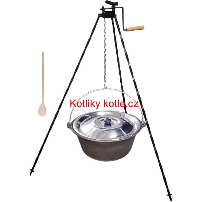 Litinový kotlík 22 L + stojan s kladkou VAR