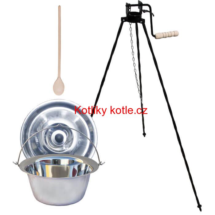 Nerezový kotlík 15 L (1,2 mm) + stojan s kladkou VAR