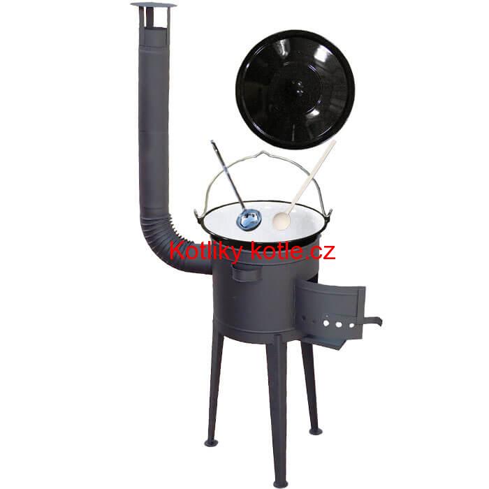 Smaltovaný kotlík 25 L + vysoká žáruvzdorná kotlina 42 PLUS 600 