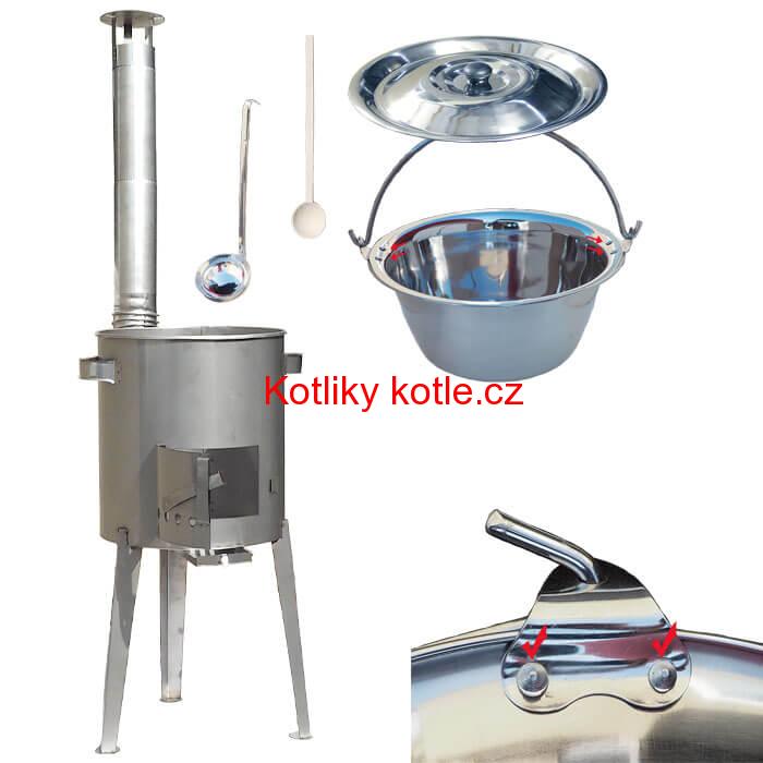 Zesílený nerezový kotlík 15 L + nerezová kotlina 36 cm LUXUS