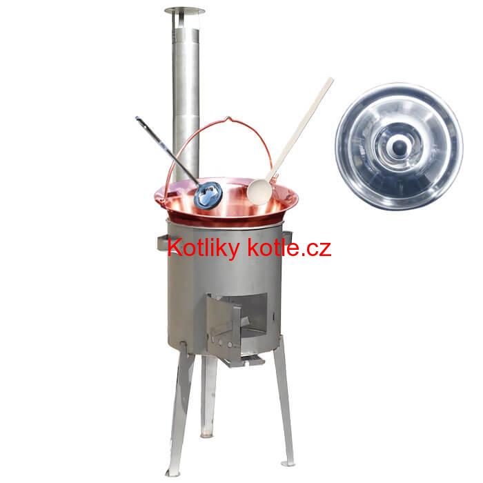 Měděný kotlík 20 L (1,2 mm) + nerezová kotlina 42 cm LUXUS