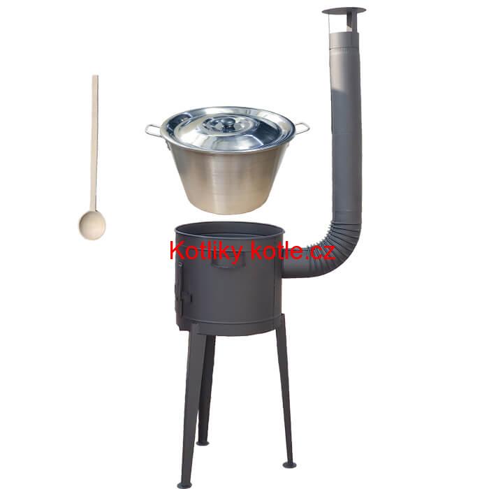 Nerezový kotel 40 L + vysoká kotlina 45 PLUS 600 (žáruvzdorná barva)