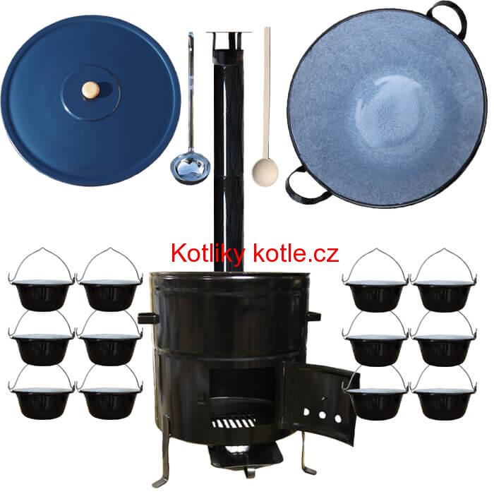 Smaltovaný kotel 60 L + servírovací kotlíky (12 ks) BIG PARTY
