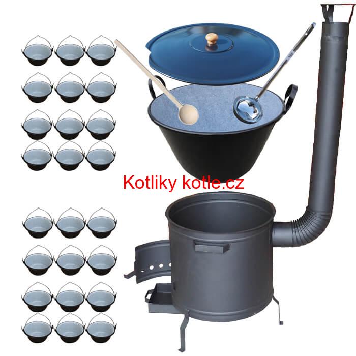 Smaltovaný kotel 80 L + servírovací kotlíky (24 ks) PLUS 600