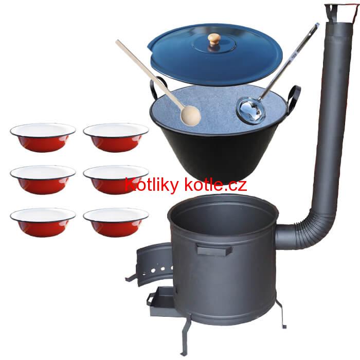 Smaltovaný kotel 70 L + smaltované talíře 6 ks PLUS 600