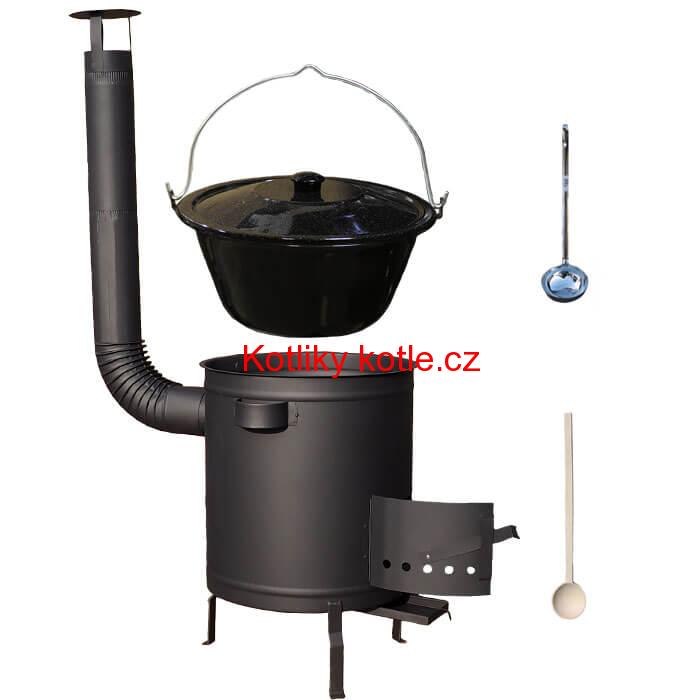 Smaltovaný kotlík 25 L (1,2 mm) + hrubostěnná (1,5 mm) a žáruvzdorná kotlina 42 PLUS 600