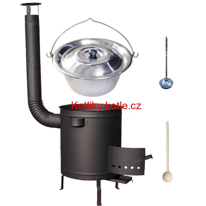 Nerezový kotlík 22 L (0,8 mm) + hrubostěnná (1,5 mm) a žáruvzdorná kotlina 42 PLUS 600