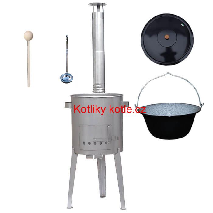 Smaltovaný kotlík 30 L + nerezová kotlina 45 cm LUXUS