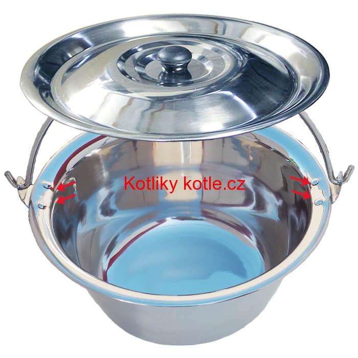 Nerezový kotlík 15 L (0,8 mm) s nýty + poklice