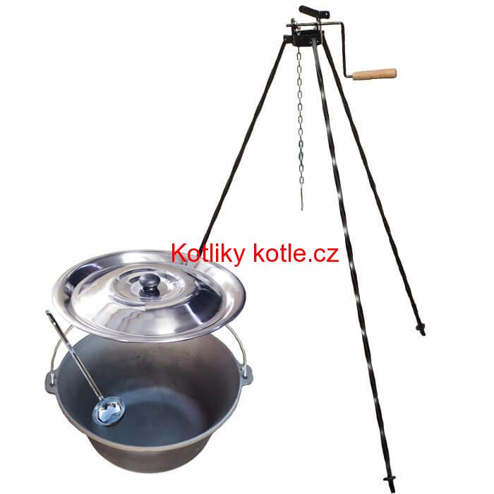 Litinový kotlík 10,8 L + stojan s kladkou VAR
