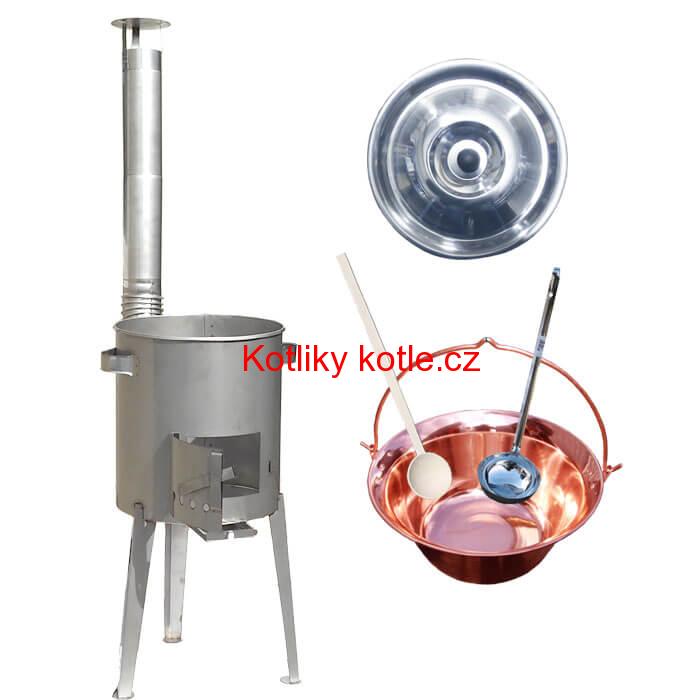 Měděný kotlík 30 L (1,2 mm) + nerezová kotlina 45 cm LUXUS