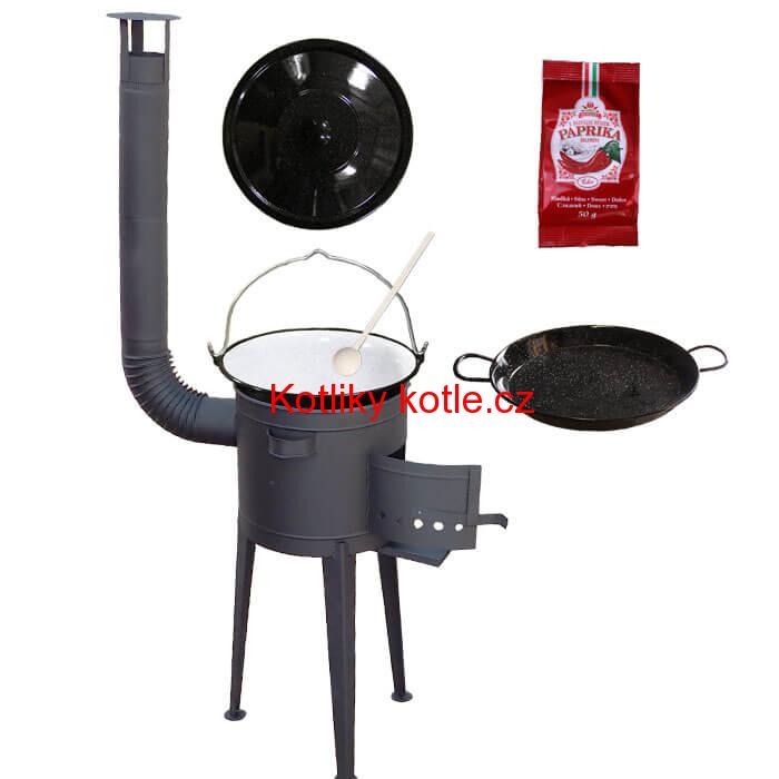Smaltovaný kotlík 13 L + Paella smaltovaná pánev + vysoká žáruvzdorná kotlina 36 cm PLUS 600