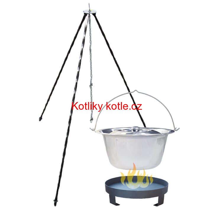 Nerezový kotlík 10 L (0,8 mm) + Ohnisko + stojan 1,2 m