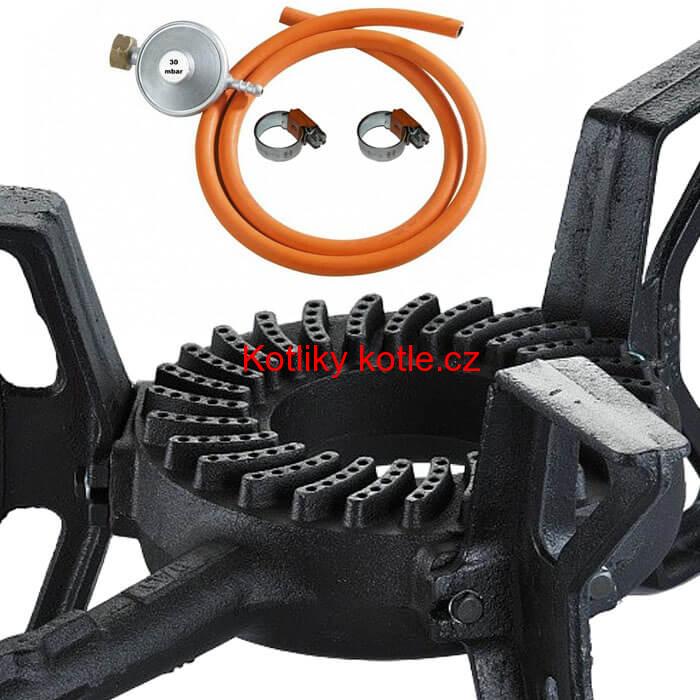 Litinový plynový vařič 8,8 kW 3P Ghisa + připojovací příslušenství