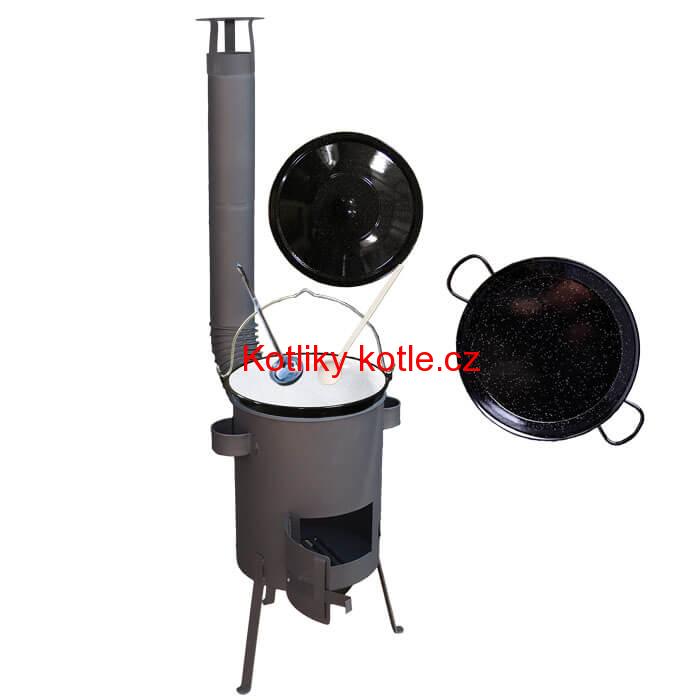 Smaltovaný kotlík 16 L + Paella snaltovaná pánev 42 cm + žáruvzdorná kotlina 39 PLUS 600 4 MM