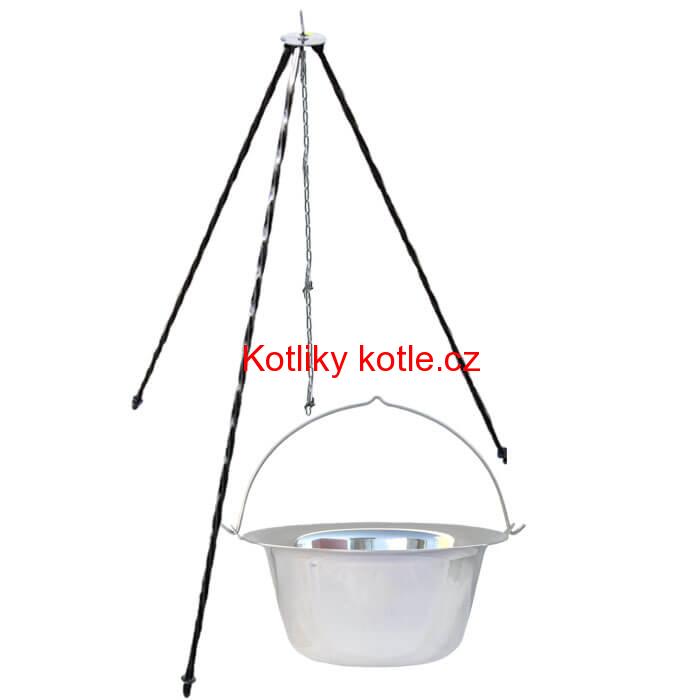 Nerezový kotlík (INOX 0,8 mm) 8 L + trojnožka 1 m