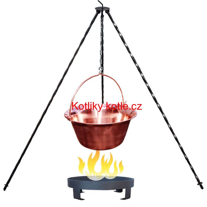 Měděný kotlík 14 L (1,2 mm) + trojnožka 1,2 m + ohniště 36 cm
