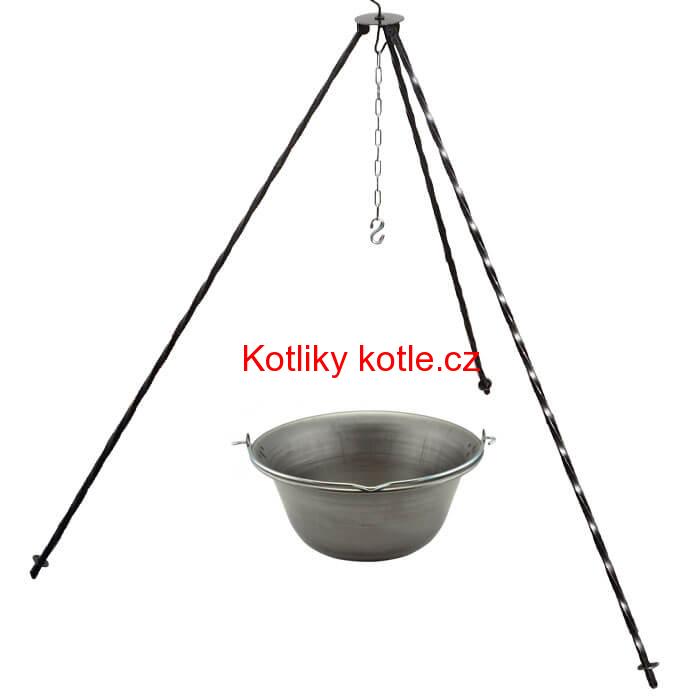 Železný kotlík 10 L (0,75 mm) + trojnožka 1 m