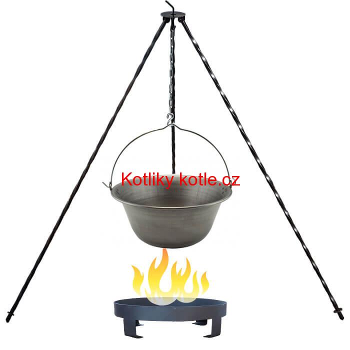 Železný kotlík 10 L (0,75 mm) + trojnožka 1 m + ohniště 36 cm
